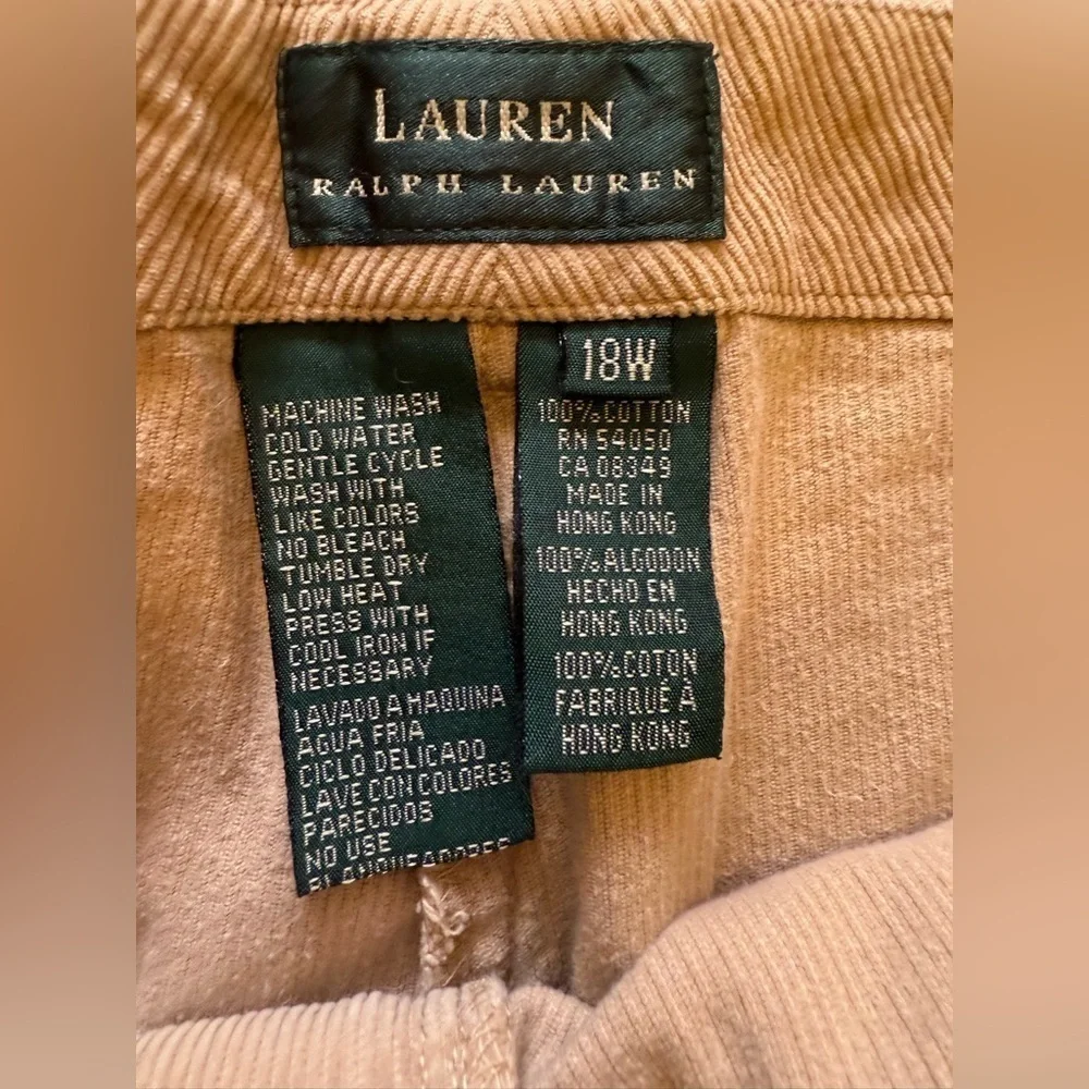 Polo by Ralph Lauren 18 W corduroy cream ribbed pants business casual Cotton